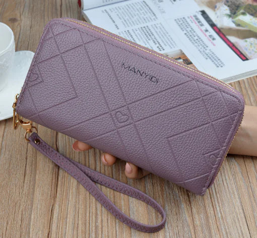 Large Capacity Wallet with Double Zipper Design