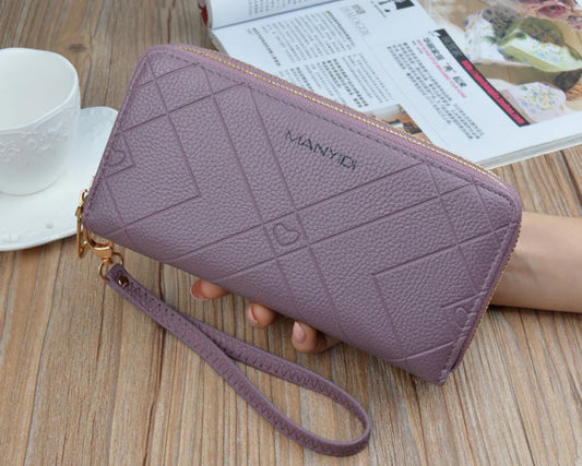 Large Capacity Wallet with Double Zipper Design