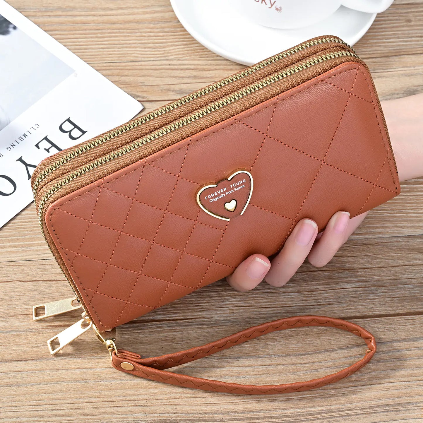 Large Capacity Women's Double Zipper Wallet