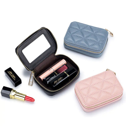 Fashionable Leather Earphone Bag with Mini Cosmetic Purse
