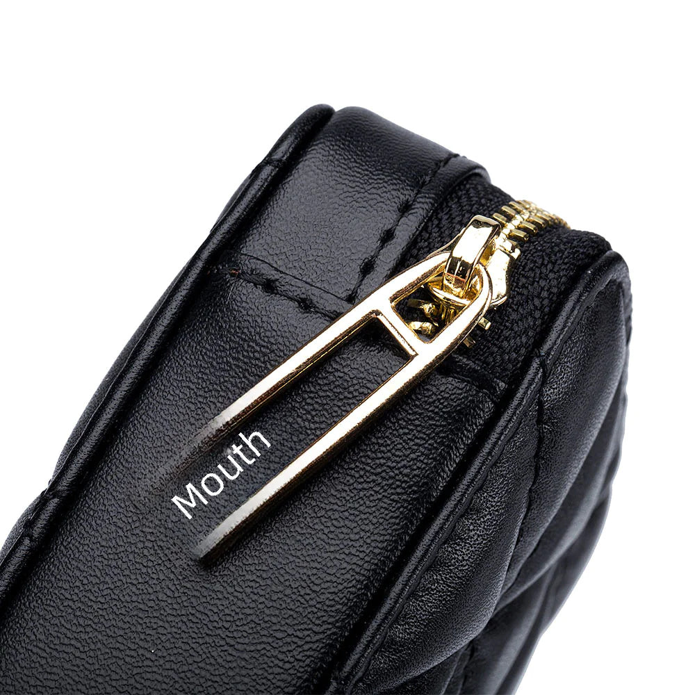 Fashionable Leather Earphone Bag with Mini Cosmetic Purse